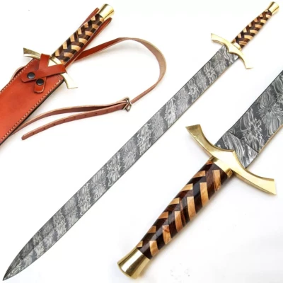 Double Edge  Sword Custom Handmade Damascus Steel 22 inches - Image 1 of 4