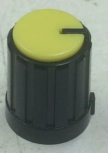 Rotary Pointer Knob (for 6mm splined shaft) with YELLOW Coloured Cap - Picture 1 of 2