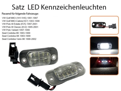 AMS AUTO GMBH 1-Satz LED Kennzeichenleuchten für VW Golf III & Cabrio / Polo Classic & Variant