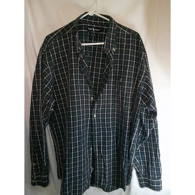 Camisa Ralph Lauren Marlowe Tartán Cuadros Abotonada Manga Larga Verde Blanco XL Foto 1 de 3