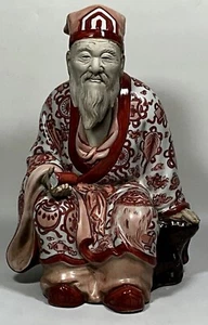 Rare Kutani statue Seated scholar holding a Scroll Shou Lao God of Longevity - Picture 1 of 10