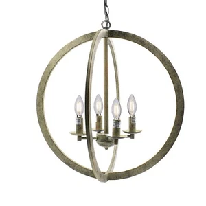 20" Industrial Vintage Bronze Metal Iron Frame Round Sphere Cage Chandelier - Picture 1 of 4