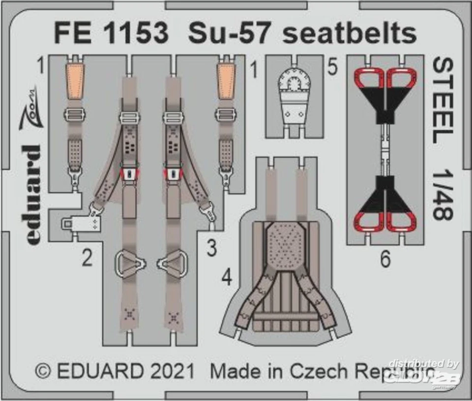 Eduard Accessories: Su-57 seatbelts STEEL 1/48 for ZVEZDA in 1:48 [7241153] - Immagine 1 di 1