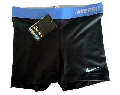 NEW! NIKE PRO [S] Women's 5" COMPRESSION Yoga SHORTS-Black/Blue 458655-027 - Image 1 of 3