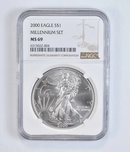 2000 Millennium Set MS69 American Silver Eagle NGC Brown Label - Picture 1 of 2
