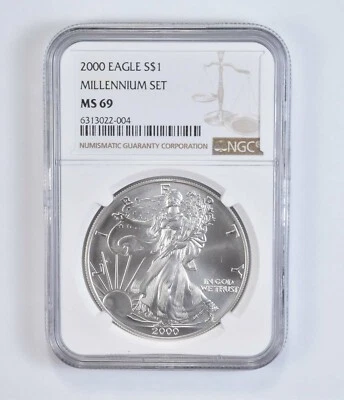 2000 Millennium Set MS69 American Silver Eagle NGC Brown Label - Image 1 of 2