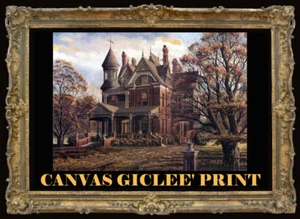 Victorian Queen Anne Halloween Texas Art Signed Souders - Picture 1 of 2