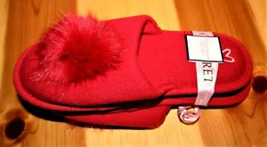Victoria's Secret rote Bommel Hausschuhe Größe M (7-8) neu mit Etikett - Bild 1 von 3