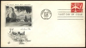 1960 #C60a 7-Cent Booklet Stamp Art Craft Cachet First Day Cover ST LOUIS MO FDC - Picture 1 of 1