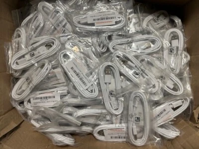 100-PACK Samsung Galaxy Micro USB Charging Cable - White 5ft - Genuine OEM - Image 1 of 2