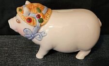 Vintage Pig In A Bonnet Piggy Bank with Stopper 7"