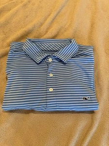 Vineyard Vines Performance Polo Shirt Men’s Extra Large Blue Stripe Golf Whale - Picture 1 of 6