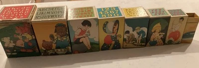 Lote de 8 Cajas Juguetes Apilables Antiguas Decorativas Años 30 - 40 Cartón Foto 1 de 4