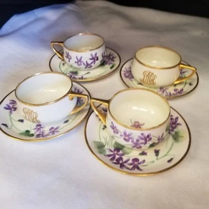 4 Vintage Rosenthal Donatello Hand painted violets gold trim cups and saucers - Picture 1 of 16