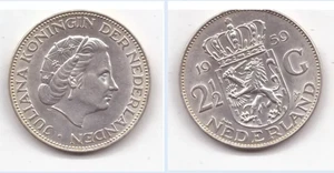 HOLANDA 2 1/2 G  DE PLATA  AÑO 1959 - Imagen 1 de 1