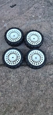 tamiya Lancia Delta wheels and rally block tyres unused - Image 1 of 2