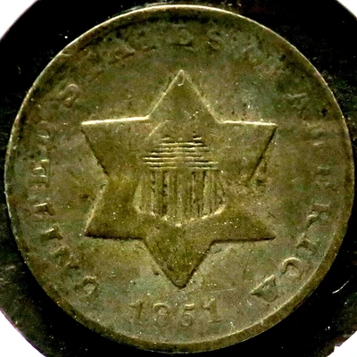 1851-O Three 3 Cent Silver Coin - New Orleans  R1192 - Image 1 of 2