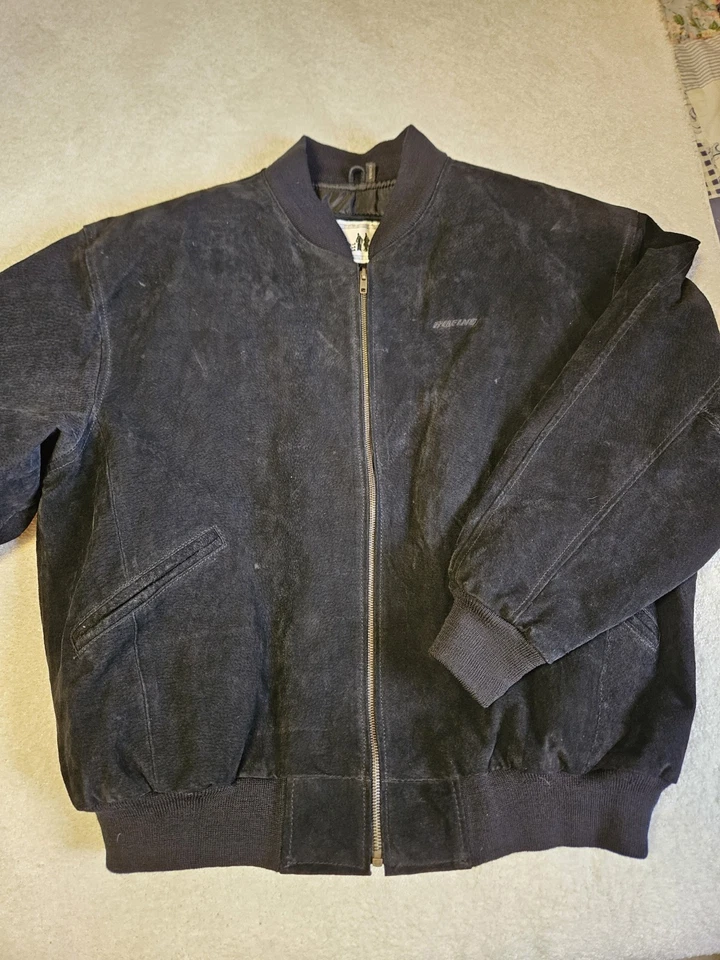 Chaqueta de bombardero piloto de cuero gamuza negra Boeing exclusiva de colección de los años 90 talla pequeña  Foto 1 de 4
