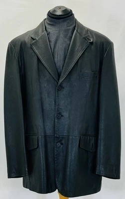 Abrigo Chaqueta Negro Diseñador Cuero Natural Exclusivo de TORRAS para Hombre Talla 52 L Foto 1 de 4