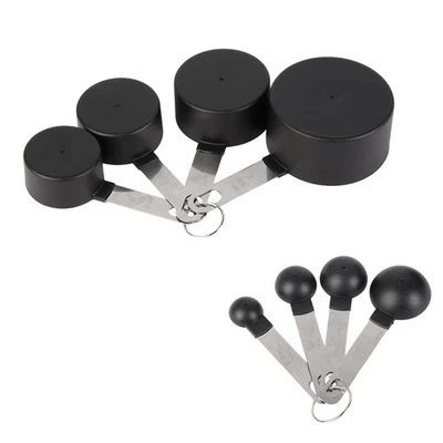 8pcs Measuring Cups and Spoons Set with Stainless Steel Handles Baking Kitchen - Image 1 of 4