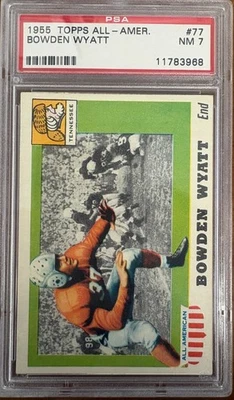 1955 TOPPS ALL-AMER. #77 BOWMAN WYATT PSA NM 7 - Image 1 of 2