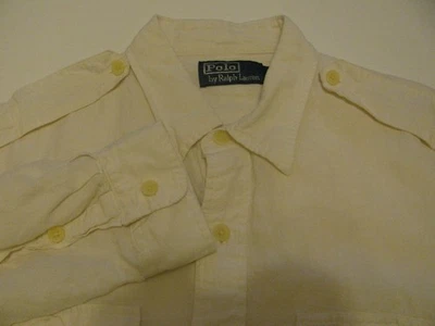 Camisa Polo Ralph Lauren Para Hombres Grande Lino Seda Bolsillos Manga con lengüeta enrollable Dinero Antiguo Foto 1 de 4