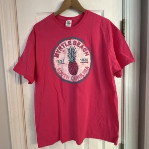 Myrtle Beach South Carolina Adult Pink Delta Pro Weight T-Shirt - Size XL - Picture 1 of 2