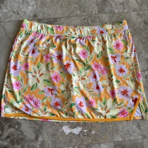 Falda corta Crown & Ivy estampado floral naranja, rosa, verde y coral - talla XXL - Imagen 1 de 8