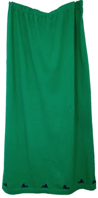 Long Skirt The Quacker Factory Plus 1X Cotton Knit Green Embroidered Nautical - Image 1 of 4