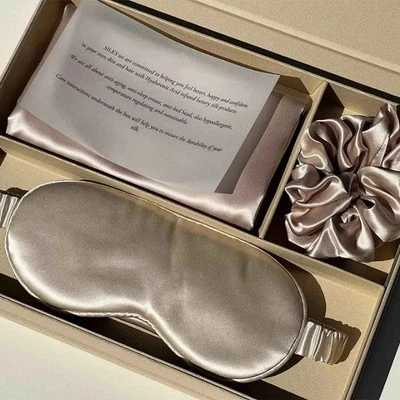 Satin Pillow Case Silk Eyemask  Silk Scrunchie Gift Set - Image 1 of 4