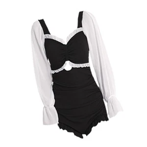 XL One Piece Swimsuit Long Sleeve Conservative One Piece Bathing Suit Fairy For - Picture 1 of 12