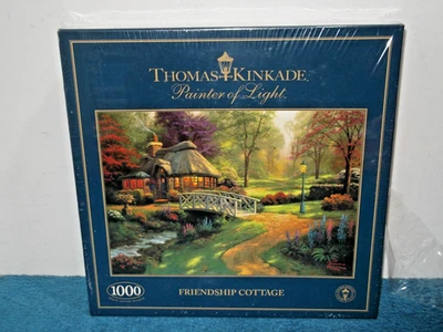 FRIENDSHIP COTTAGE - 1000 PIECE, THOMAS KINKADE JIGSAW PUZZLE - NEW & SEALED - Image 1 of 4