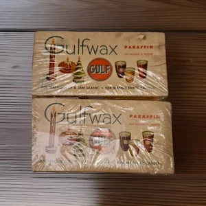 Vintage Gulfwax Paraffin Wax lotto di 2 blocchi sigillati 1/4 di libbra gelatina candela artigianale - Foto 1 di 11