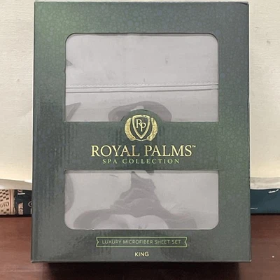 Conjunto de Lençóis King Royal Palms Spa Collection Luxo Microfibra Cinza - NOVO - Imagem 1 de 2