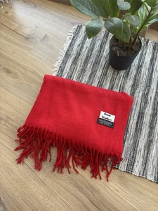 Bufanda para mujer Acne Studios rojo oscuro lana virgen 100 % lana virgen flecos hecha en Italia - Imagen 1 de 6