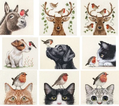 CATS DOGS, DONKEY, DEER, ANIMALS ROBINS Counted Cross Stitch Kits Christmas GIFT - Image 1 of 4