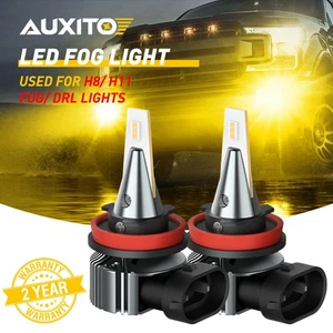 2PC AUXITO H8 H11 H9 LED Fog Light Driving Bulbs DRL 3000K Yellow 4000LM 28W CUS - Picture 1 of 12