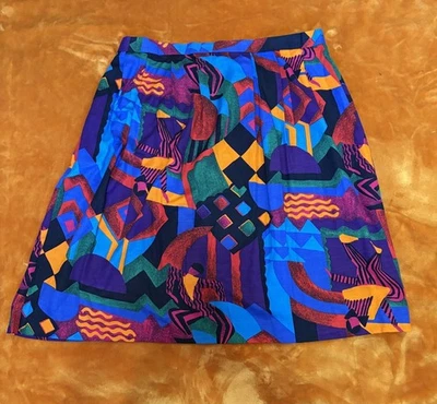 Falda Picasso Geométrica Abstracta Colorida De Colección Talla Grande 26W Hecha en EE. UU. Foto 1 de 4