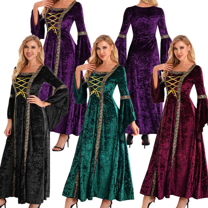 Woman Dresses Velvet Renaissance Costume Theme Party Gown Halloween Cosplay - Image 1 of 3