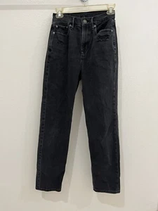 American Eagle 🦅 Outfitter High Rise 90s Boyfriend Jean Black Color In Size 0 - Picture 1 of 15