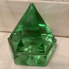 Vtg Handmade Ship's Deck Emerald Green Glass Hexagonal Pyramid Prism Nautical