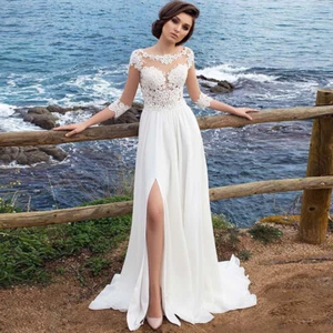Brautkleid Hochzeitskleid Kleid Braut 3/4 Ärmel sofort lieferbar QC42 44 - Bild 1 von 6