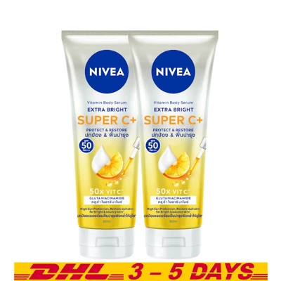 2X Nivea Vitamin Body Serum Extra Brillante Super C Plus Protector Solar FPS50+++320 ML Foto 1 de 4