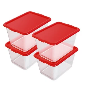 58 Quart 14,5 Gal Totes Holiday Contenitore Contenitore in Plastica con Coperchio, Confezione da 4 - Foto 1 di 7