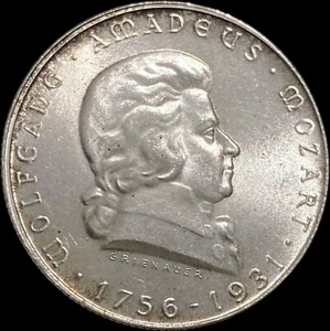 AUSTRIA. 1931, 2 Schilling, Silver - Wolfgang Amadeus Mozart, 175th Anniversary - Picture 1 of 3