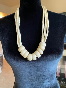 Beautiful Vintage 6 Strand Bovine Tribal Necklace - Picture 1 of 8