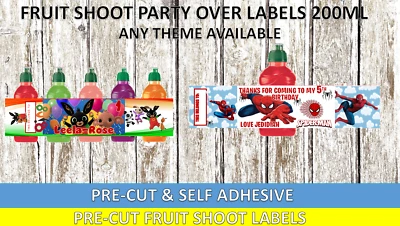 Personalised Fruit Shoot Sticker Labels Any theme Party bags SELF ADHESIVE