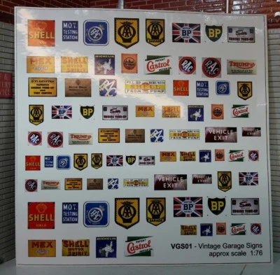 BECC 1:76 HO OO 00 Gauge Model Railway Vintage Assorted Garage Forecourt Signs