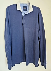 Brooks Brothers 1/4 Button Men’s Pullover XL Blue Rugby Shirt  White Collar LS - Picture 1 of 10