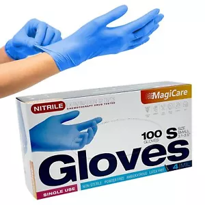 MagiCare 100 Pcs Nitrile Exam Gloves 4 Mil Disposable Gloves Latex & Powder-Free - Picture 1 of 30